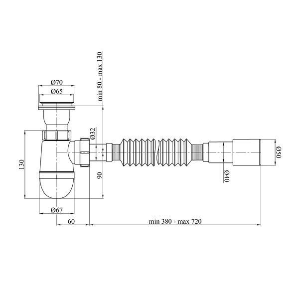 Сифон для кухонної мийки Kroner KRP - TW01 1 1/2"х40/50 мм CV032073 фото